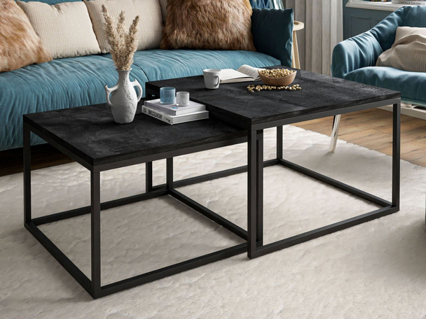Salontafel op een zwart metalen frame Asumi Zwart 40x46