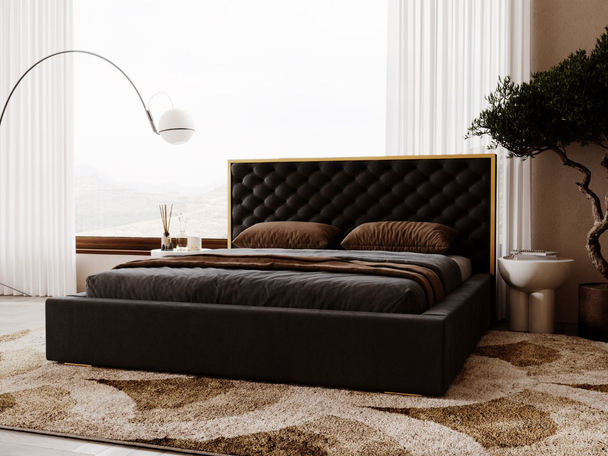 Bed met Opbergruimte en lattenbodem 200x200 Bonito Zwart