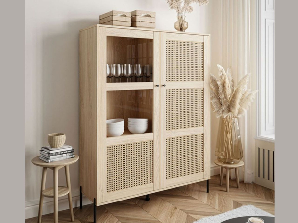 Vitrinekast met twee deuren voor de woonkamer Bellance Puccini Eik