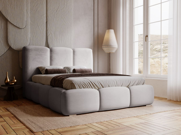 Tweepersoonsbed met Opbergruimte en lattenbodem 140x200 Bubble Grijs