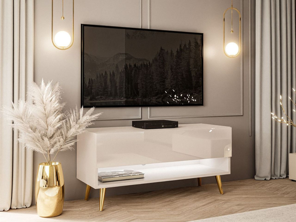 TV-meubel 90 cm voor de woonkamer met ledverlichting Aurelie Kashmir glans
