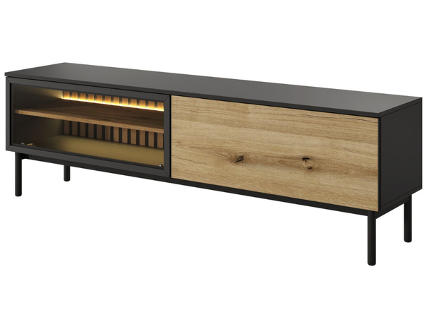 TV-Meubel met Deuren 180 cm Loara Zwart, Bruin