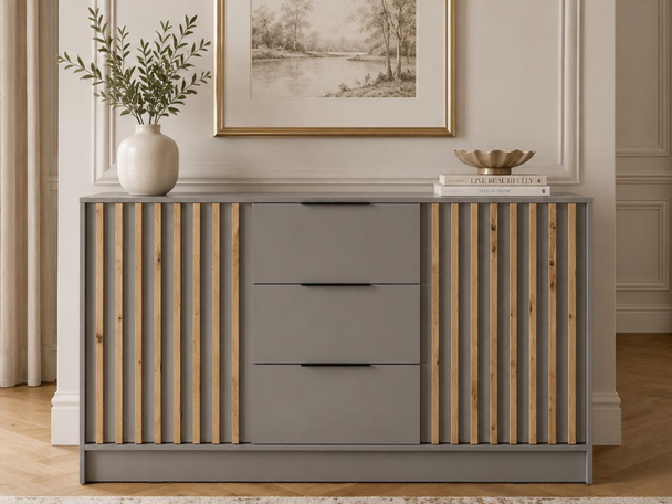 Dressoir met Deuren en Lades 155 cm Macron Grijs