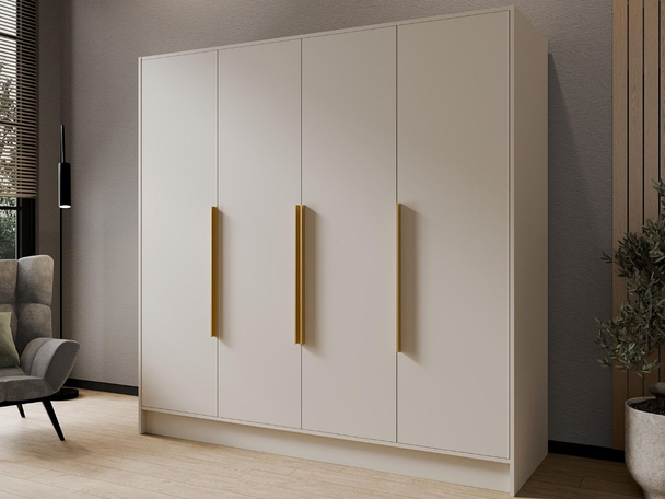 Draaideurkast 200 cm Perugia Kashmir met goude handgrepen