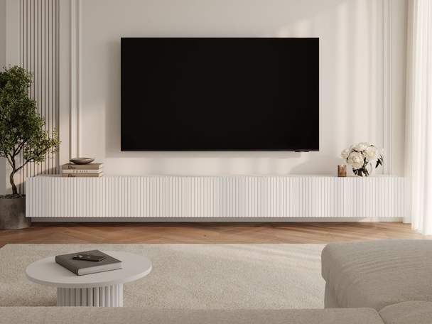 Set tv-meubels met deuren 300 cm Kioto Witte mat