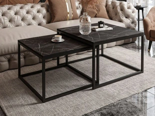 Salontafel op een zwart metalen frame Asumi Zwart 36x42