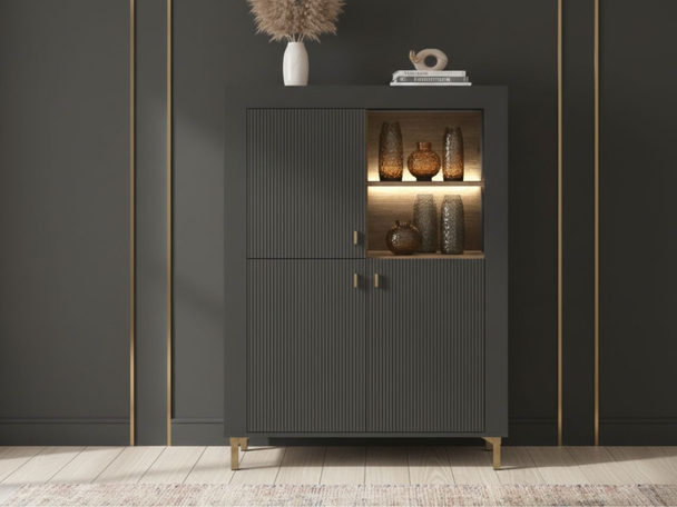Dressoir met deuren en LED-verlichting Messina Zwart
