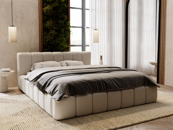 Bed met Opbergruimte en lattenbodem 120x200 cm Split Lichtgrijs