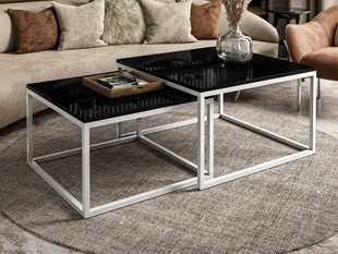 Salontafel Set 2-delig Asumi Zwart glans 40x46