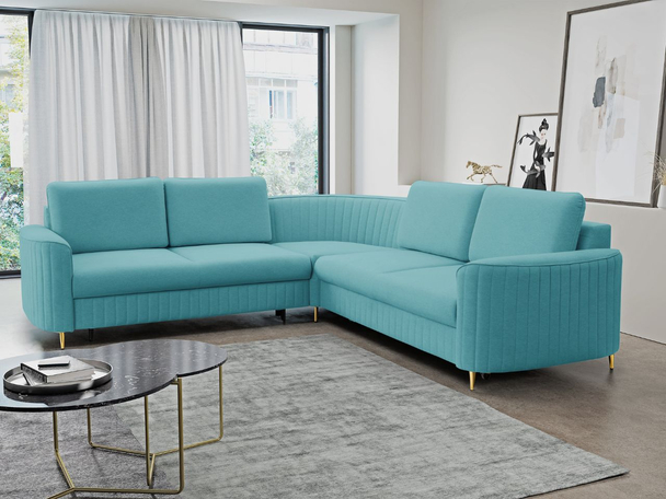 Hoekbank Rechts met Slaapfunctie en Opbergruimte Limon Blauw