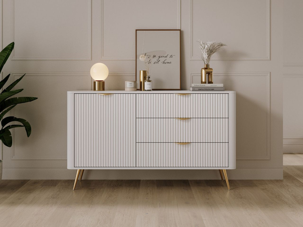 Dressoir met Deuren en Lades 138 cm Latina Wit