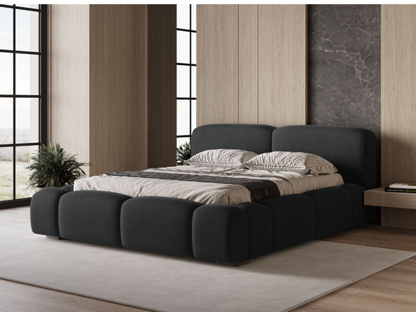 Tweepersoonsbed met Opbergruimte en lattenbodem 160x200 Aubi Zwart