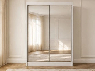 Kledingkast met schuifdeuren 150 cm mit Spiegel und LED-Beleuchtung Luzio Wit