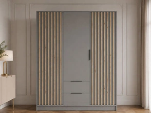 Kledingkast met lades en latten 155 cm Macron Grijs