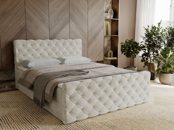 Boxspring met Opbergruimte 180x200 Lunaris Crème