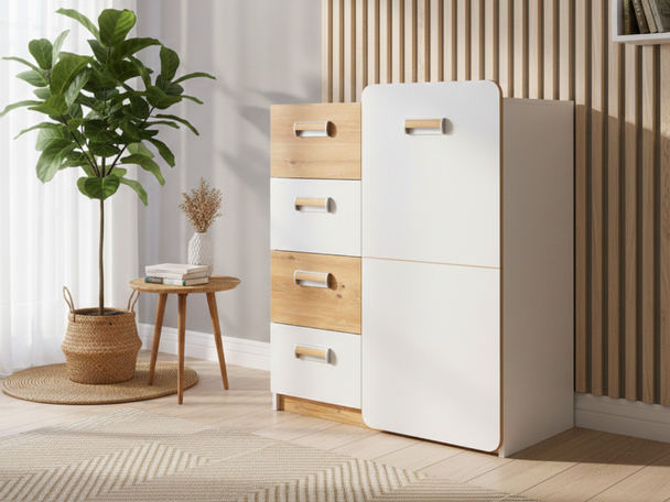 Dressoir met Deuren en Lades Lindo Wit, Eiken Nash