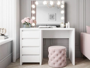 Kaptafel met spiegel en ledverlichting Nesso Wit mat
