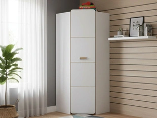 Eendeurs hoekkast voor tienerkamer Lindo Wit, Eiken Nash