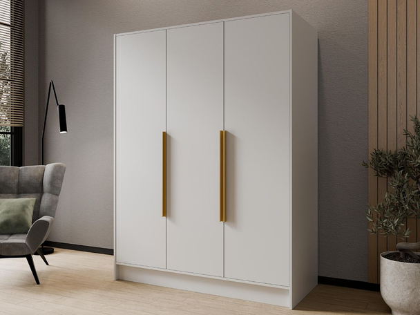 Draaideurkast 150 cm Perugia Wit met goude handgrepen