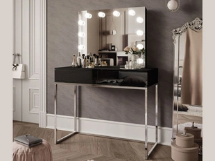 Kaptafel met spiegel Brisa Zwart glans