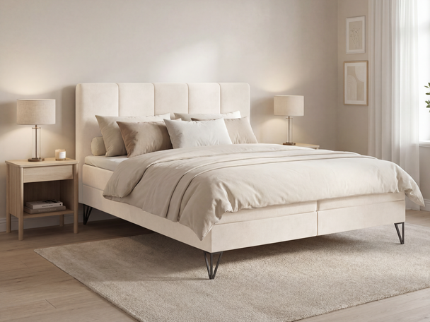 Boxspring met Opbergruimte 120x200 Vendi romig