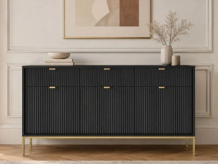 Dressoir met deuren en lades 154 cm Amber Zwart