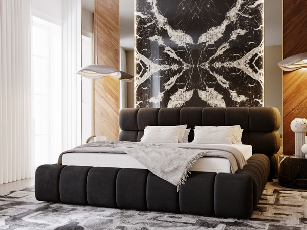 Tweepersoonsbed met Opbergruimte en lattenbodem 140x200 Mellow Zwart