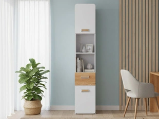 Boekenkast met lades Lindo Wit, Eiken Nash