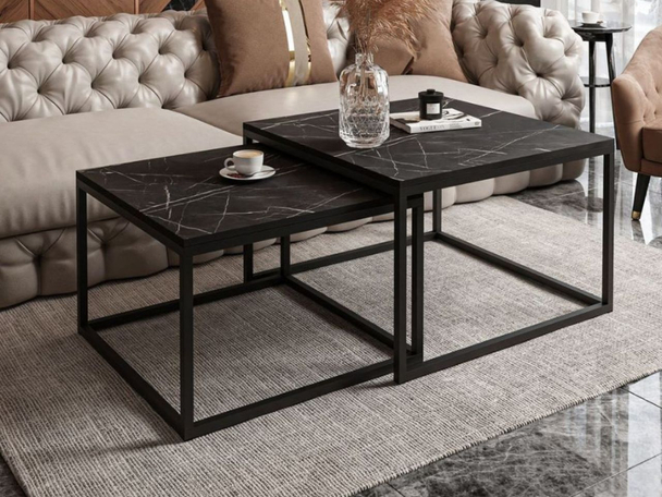 Salontafel op een zwart metalen frame Asumi Zwart 36x42
