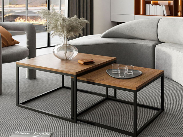 Salontafel op een zwart frame Asumi Stirling Eik 36x42