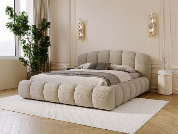 Gestoffeerd bed met opbergruimte en lattenbodem 180x200 Cloud Soft Beige