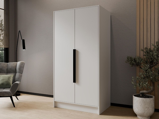 Draaideurkast 100 cm Perugia Wit met zwarte handgrepen