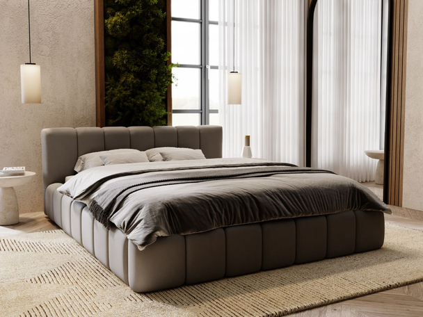 Bed met Opbergruimte en lattenbodem 180x200 cm Split Grijs