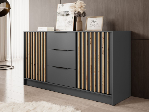 Dressoir met Deuren en Lades 155 cm Macron Grafiet