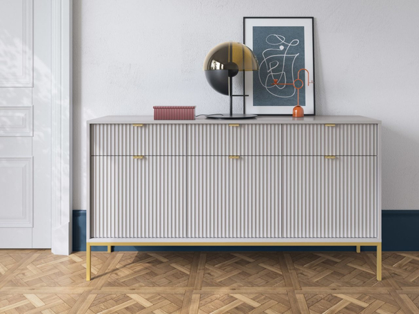 Dressoir met deuren en lades 154 cm Amber Grijs