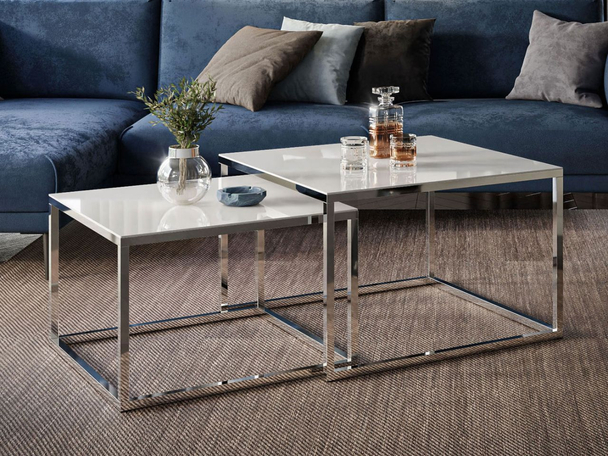 Salontafel met glazen blad Asumi Wit glas 35x41
