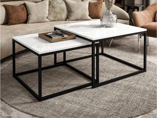 Salontafel Set 2-delig Asumi Wit glans 40x46