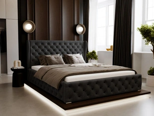 Tweepersoonsbed met Opbergruimte en lattenbodem 200x200 Kingston Zwart
