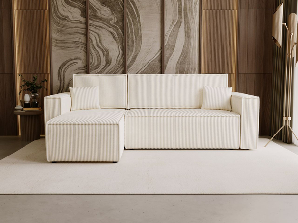 Hoekbank met Slaapfunctie en Opbergruimte Prato L Beige