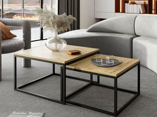 Salontafel op een zwart frame Asumi Artisan Eik 36x42
