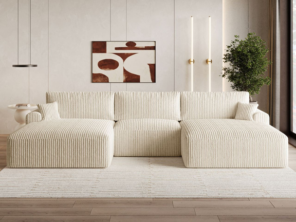 U-Bank met Slaapfunctie en Opbergruimte Serene Beige