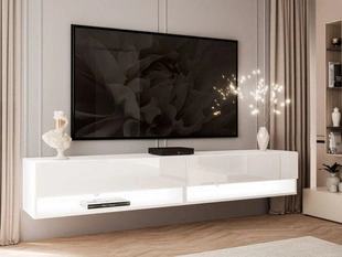 TV-wandmeubel 180 cm voor de woonkamer met ledverlichting Aurelie Wit glans