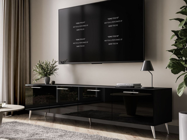 TV-meubel met deuren 200 cm Noaé Zwart glans