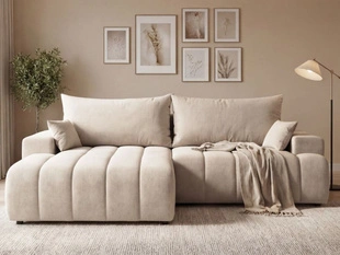 Hoekbank Links met Slaapfunctie en Opbergruimte Caleo Beige