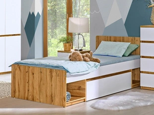 Eenpersoonsbed Arcadia Wit, Bruin