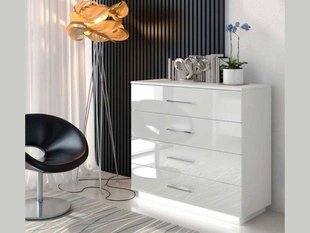 Ladekast met lades en ledverlichting Nuveo Wit glans