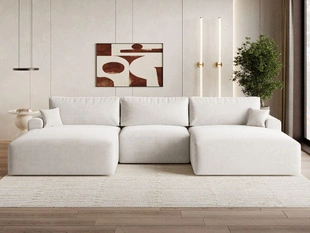 U-Bank met Slaapfunctie en Opbergruimte Serene Lichtbeige