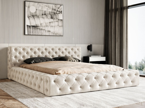 Bed met Opbergruimte en lattenbodem 180x200 cm Palini Beige