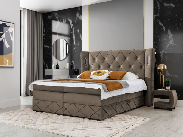 Boxspring met Opbergruimte 120x200 Neria Lux Bruin