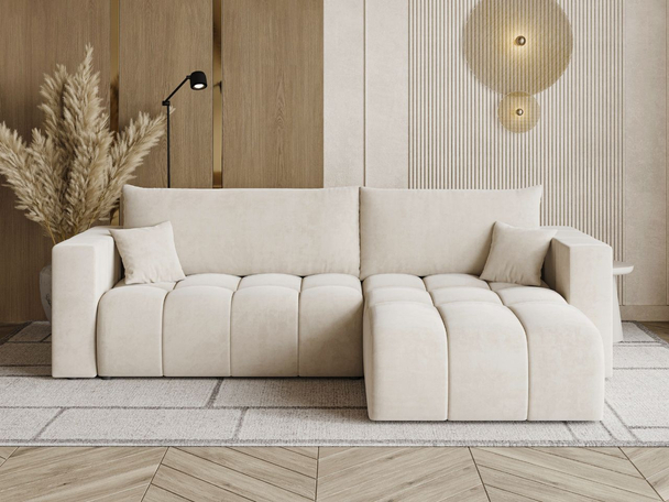 Hoekbank met Slaapfunctie en Opbergruimte Neva Beige